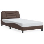 vidaXL Cadru de pat cu lumini LED, maro, 100x200 cm, piele ecologică