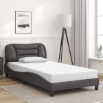 vidaXL Cadru de pat cu lumini LED, gri, 100x200 cm, piele ecologică