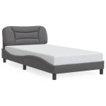 vidaXL Cadru de pat cu lumini LED, gri, 100x200 cm, piele ecologică