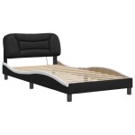 vidaXL Cadru de pat cu LED, negru și alb, 100x200 cm, piele ecologică vidaXL Cadru de pat cu LED, negru și alb, 100x200 cm, piele ecologică