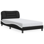 vidaXL Cadru de pat cu LED, negru și alb, 100x200 cm, piele ecologică vidaXL Cadru de pat cu LED, negru și alb, 100x200 cm, piele ecologică