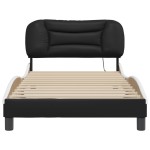 vidaXL Cadru de pat cu LED, negru și alb, 100x200 cm, piele ecologică vidaXL Cadru de pat cu LED, negru și alb, 100x200 cm, piele ecologică