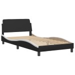 vidaXL Cadru de pat cu LED, negru și alb, 100x200 cm, piele ecologică vidaXL Cadru de pat cu LED, negru și alb, 100x200 cm, piele ecologică
