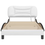 vidaXL Cadru de pat cu lumini LED alb/negru 100x200 cm piele ecologică