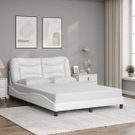 vidaXL Cadru de pat cu lumini LED, alb, 120x200 cm, piele ecologică vidaXL Cadru de pat cu lumini LED, alb, 120x200 cm, piele ecologică