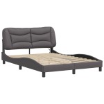 vidaXL Cadru de pat cu lumini LED, gri, 120x200 cm, piele ecologică