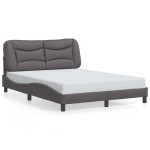 vidaXL Cadru de pat cu lumini LED, gri, 120x200 cm, piele ecologică