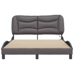 vidaXL Cadru de pat cu lumini LED, gri, 120x200 cm, piele ecologică
