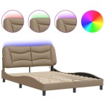 vidaXL Cadru de pat cu LED, cappuccino, 120x200 cm, piele ecologică