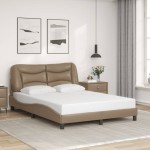 vidaXL Cadru de pat cu LED, cappuccino, 120x200 cm, piele ecologică
