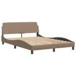 vidaXL Cadru de pat cu LED, cappuccino, 120x200 cm, piele ecologică