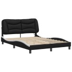 vidaXL Cadru de pat cu LED, negru și alb, 120x200 cm, piele ecologică vidaXL Cadru de pat cu LED, negru și alb, 120x200 cm, piele ecologică