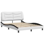 vidaXL Cadru de pat cu LED, alb și negru, 120x200 cm, piele ecologică vidaXL Cadru de pat cu LED, alb și negru, 120x200 cm, piele ecologică