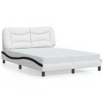 vidaXL Cadru de pat cu LED, alb și negru, 120x200 cm, piele ecologică vidaXL Cadru de pat cu LED, alb și negru, 120x200 cm, piele ecologică