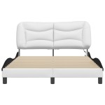 vidaXL Cadru de pat cu LED, alb și negru, 120x200 cm, piele ecologică vidaXL Cadru de pat cu LED, alb și negru, 120x200 cm, piele ecologică