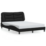 vidaXL Cadru de pat cu lumini LED, negru, 140x190 cm, piele ecologică vidaXL Cadru de pat cu lumini LED, negru, 140x190 cm, piele ecologică