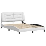 vidaXL Cadru de pat cu lumini LED, alb, 140x190 cm, piele ecologică vidaXL Cadru de pat cu lumini LED, alb, 140x190 cm, piele ecologică