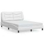 vidaXL Cadru de pat cu lumini LED, alb, 140x190 cm, piele ecologică vidaXL Cadru de pat cu lumini LED, alb, 140x190 cm, piele ecologică