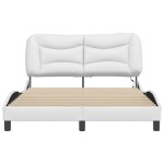 vidaXL Cadru de pat cu lumini LED, alb, 140x190 cm, piele ecologică vidaXL Cadru de pat cu lumini LED, alb, 140x190 cm, piele ecologică