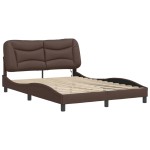vidaXL Cadru de pat cu lumini LED, maro, 140x190 cm, piele ecologică vidaXL Cadru de pat cu lumini LED, maro, 140x190 cm, piele ecologică
