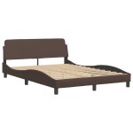 vidaXL Cadru de pat cu lumini LED, maro, 140x190 cm, piele ecologică vidaXL Cadru de pat cu lumini LED, maro, 140x190 cm, piele ecologică
