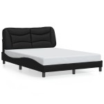 vidaXL Cadru de pat cu lumini LED, negru, 140x200 cm, piele ecologică vidaXL Cadru de pat cu lumini LED, negru, 140x200 cm, piele ecologică