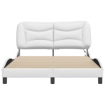 vidaXL Cadru de pat cu lumini LED, alb, 140x200 cm, piele ecologică vidaXL Cadru de pat cu lumini LED, alb, 140x200 cm, piele ecologică