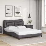 vidaXL Cadru de pat cu lumini LED, gri, 140x200 cm, piele ecologică