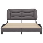 vidaXL Cadru de pat cu lumini LED, gri, 140x200 cm, piele ecologică