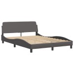 vidaXL Cadru de pat cu lumini LED, gri, 140x200 cm, piele ecologică