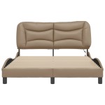vidaXL Cadru de pat lumini LED, cappuccino, 140x200 cm piele ecologică vidaXL Cadru de pat lumini LED, cappuccino, 140x200 cm piele ecologică