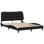 vidaXL Cadru de pat cu LED, negru și alb, 140x200 cm, piele ecologică