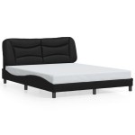 vidaXL Cadru de pat cu lumini LED, negru, 160x200 cm, piele ecologică