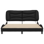 vidaXL Cadru de pat cu lumini LED, negru, 160x200 cm, piele ecologică