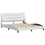 vidaXL Cadru de pat cu lumini LED, alb, 160x200 cm, piele ecologică vidaXL Cadru de pat cu lumini LED, alb, 160x200 cm, piele ecologică