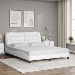 vidaXL Cadru de pat cu lumini LED, alb, 160x200 cm, piele ecologică vidaXL Cadru de pat cu lumini LED, alb, 160x200 cm, piele ecologică