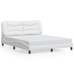 vidaXL Cadru de pat cu lumini LED, alb, 160x200 cm, piele ecologică vidaXL Cadru de pat cu lumini LED, alb, 160x200 cm, piele ecologică