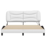 vidaXL Cadru de pat cu lumini LED, alb, 160x200 cm, piele ecologică vidaXL Cadru de pat cu lumini LED, alb, 160x200 cm, piele ecologică