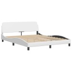 vidaXL Cadru de pat cu lumini LED, alb, 160x200 cm, piele ecologică vidaXL Cadru de pat cu lumini LED, alb, 160x200 cm, piele ecologică
