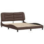 vidaXL Cadru de pat cu lumini LED, maro, 160x200 cm, piele ecologică vidaXL Cadru de pat cu lumini LED, maro, 160x200 cm, piele ecologică
