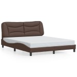 vidaXL Cadru de pat cu lumini LED, maro, 160x200 cm, piele ecologică vidaXL Cadru de pat cu lumini LED, maro, 160x200 cm, piele ecologică