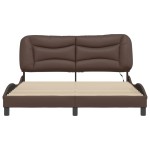 vidaXL Cadru de pat cu lumini LED, maro, 160x200 cm, piele ecologică vidaXL Cadru de pat cu lumini LED, maro, 160x200 cm, piele ecologică