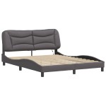 vidaXL Cadru de pat cu lumini LED, gri, 160x200 cm, piele ecologică vidaXL Cadru de pat cu lumini LED, gri, 160x200 cm, piele ecologică