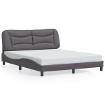 vidaXL Cadru de pat cu lumini LED, gri, 160x200 cm, piele ecologică vidaXL Cadru de pat cu lumini LED, gri, 160x200 cm, piele ecologică