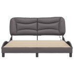 vidaXL Cadru de pat cu lumini LED, gri, 160x200 cm, piele ecologică vidaXL Cadru de pat cu lumini LED, gri, 160x200 cm, piele ecologică