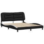 vidaXL Cadru de pat cu LED, negru și alb, 160x200 cm, piele ecologică vidaXL Cadru de pat cu LED, negru și alb, 160x200 cm, piele ecologică