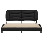 vidaXL Cadru de pat cu LED, negru și alb, 160x200 cm, piele ecologică vidaXL Cadru de pat cu LED, negru și alb, 160x200 cm, piele ecologică