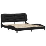 vidaXL Cadru de pat cu lumini LED, negru, 180x200 cm, piele ecologică
