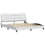 vidaXL Cadru de pat cu lumini LED, alb, 180x200 cm, piele ecologică vidaXL Cadru de pat cu lumini LED, alb, 180x200 cm, piele ecologică