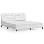 vidaXL Cadru de pat cu lumini LED, alb, 180x200 cm, piele ecologică vidaXL Cadru de pat cu lumini LED, alb, 180x200 cm, piele ecologică